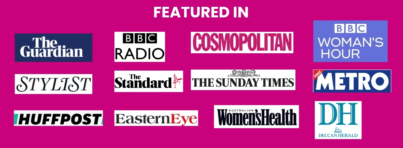 NEW-HOME-PAGE (Website) (1) Sangeeta Pillai press features in The Guardian, BBC Radio, BBC Womens Hour, Cosmopolitan, The Standard, Metro, Huffpost, Eastern Eye, The Sunday Times & more