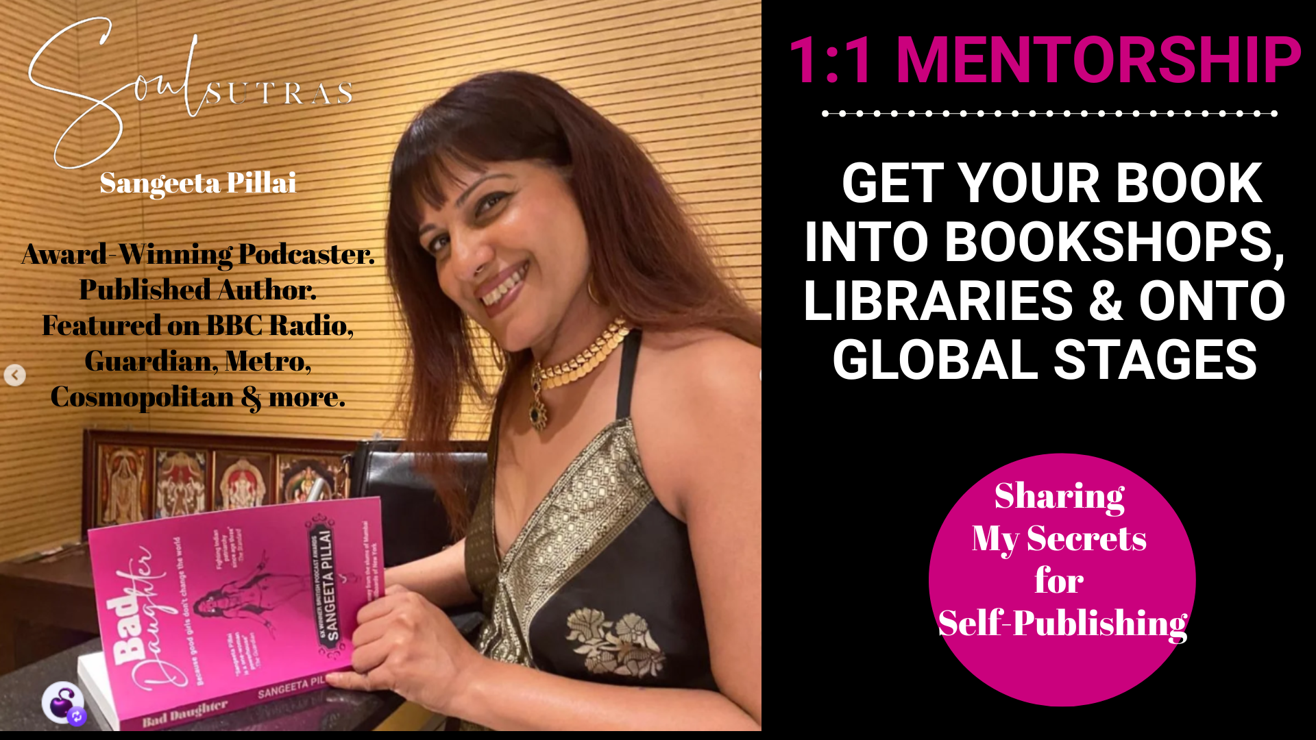 1-1 Mentorship with Sangeeta Pillai, award-winning podcaster * author shares her self-publishing secrets